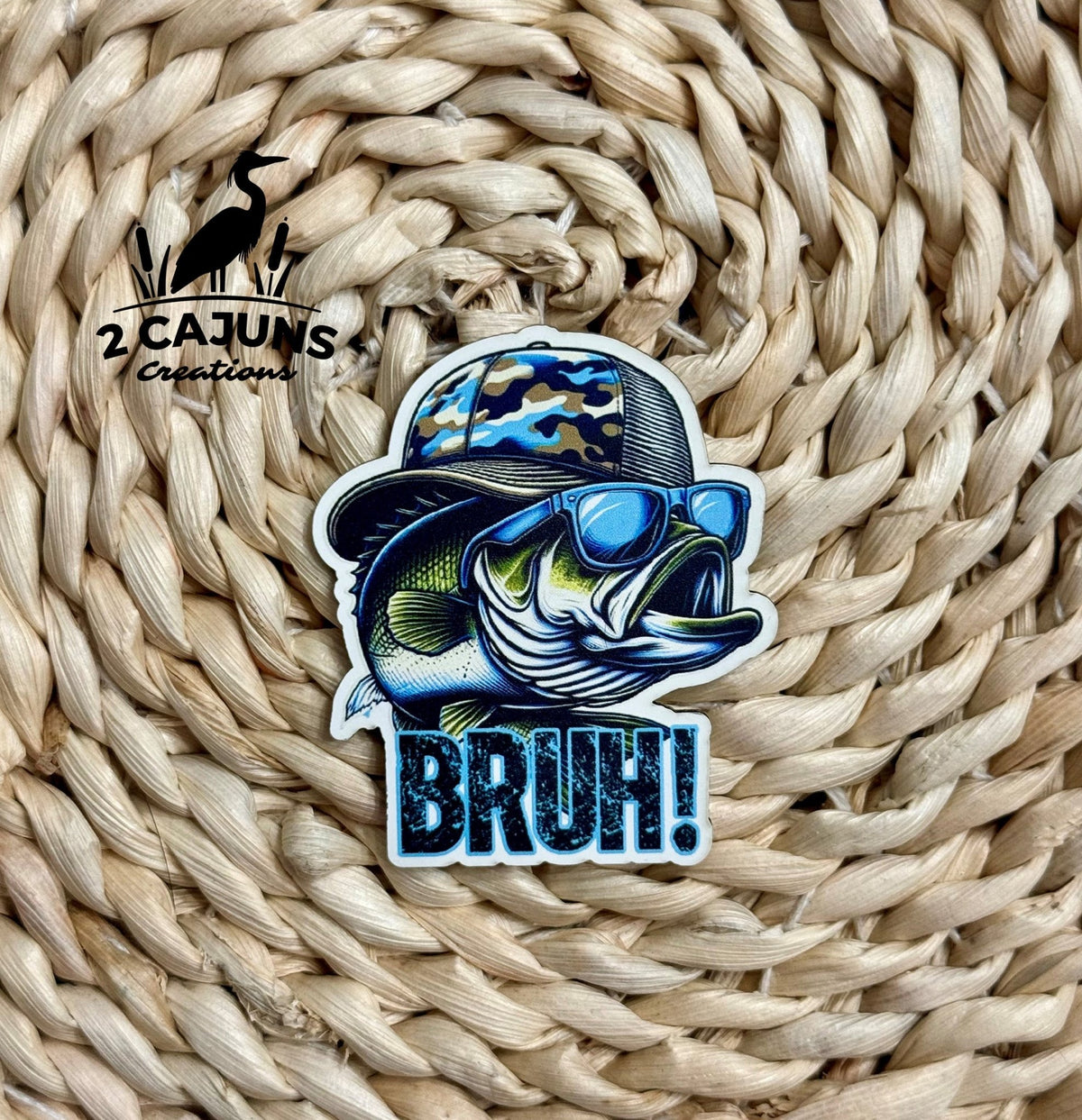 Bruh Bass Fish UV Printed Hat Patch - LoneStar Adhesive