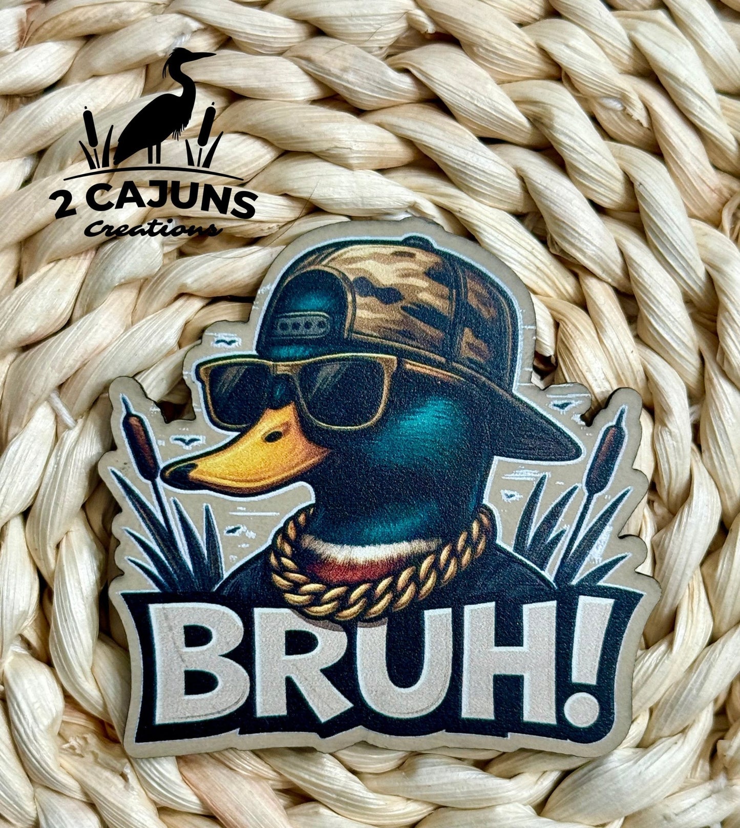 Bruh Duck UV Printed Leatherette Hat Patch - LoneStar Adhesive
