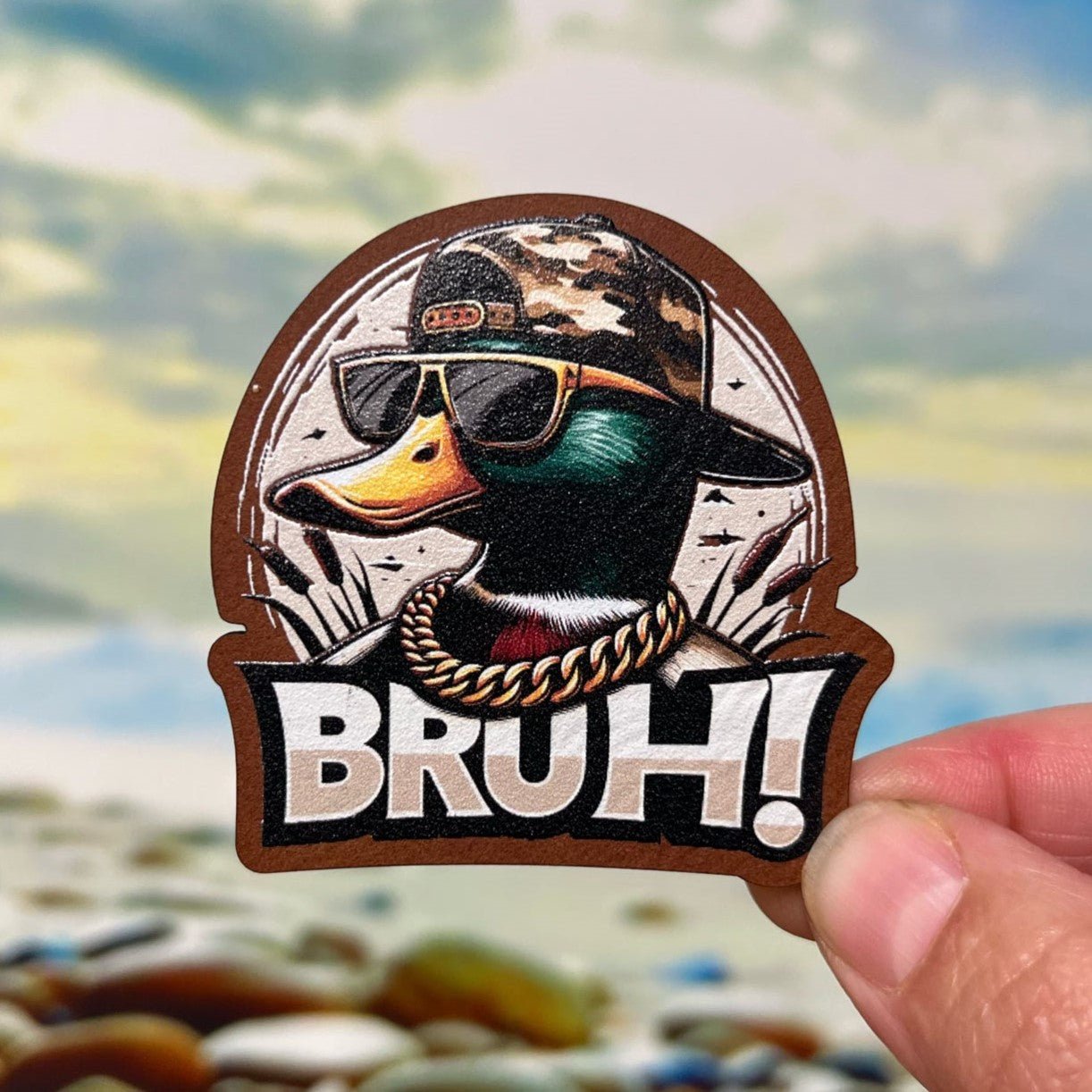 Bruh! Duck UV Printed Leatherette Hat Patch - MR01 - LoneStar Adhesive