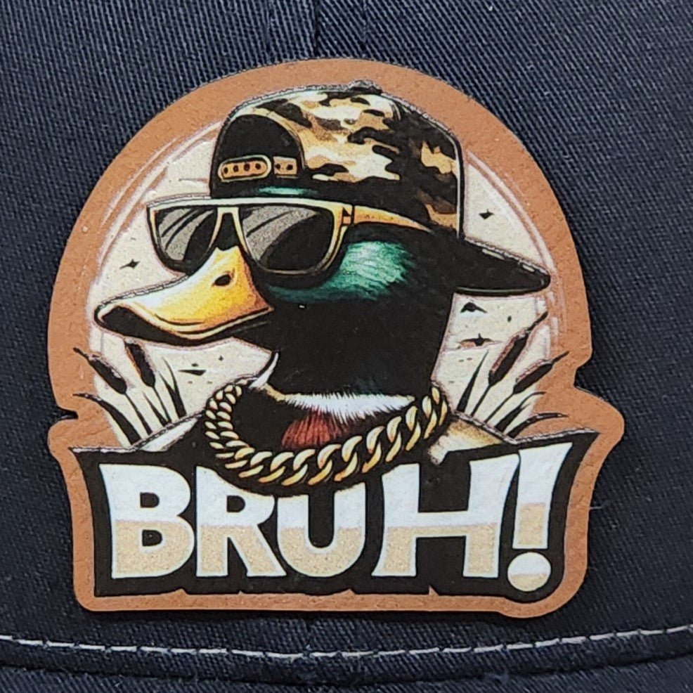 Bruh! Duck UV Printed Leatherette Hat Patch - MR01 - LoneStar Adhesive