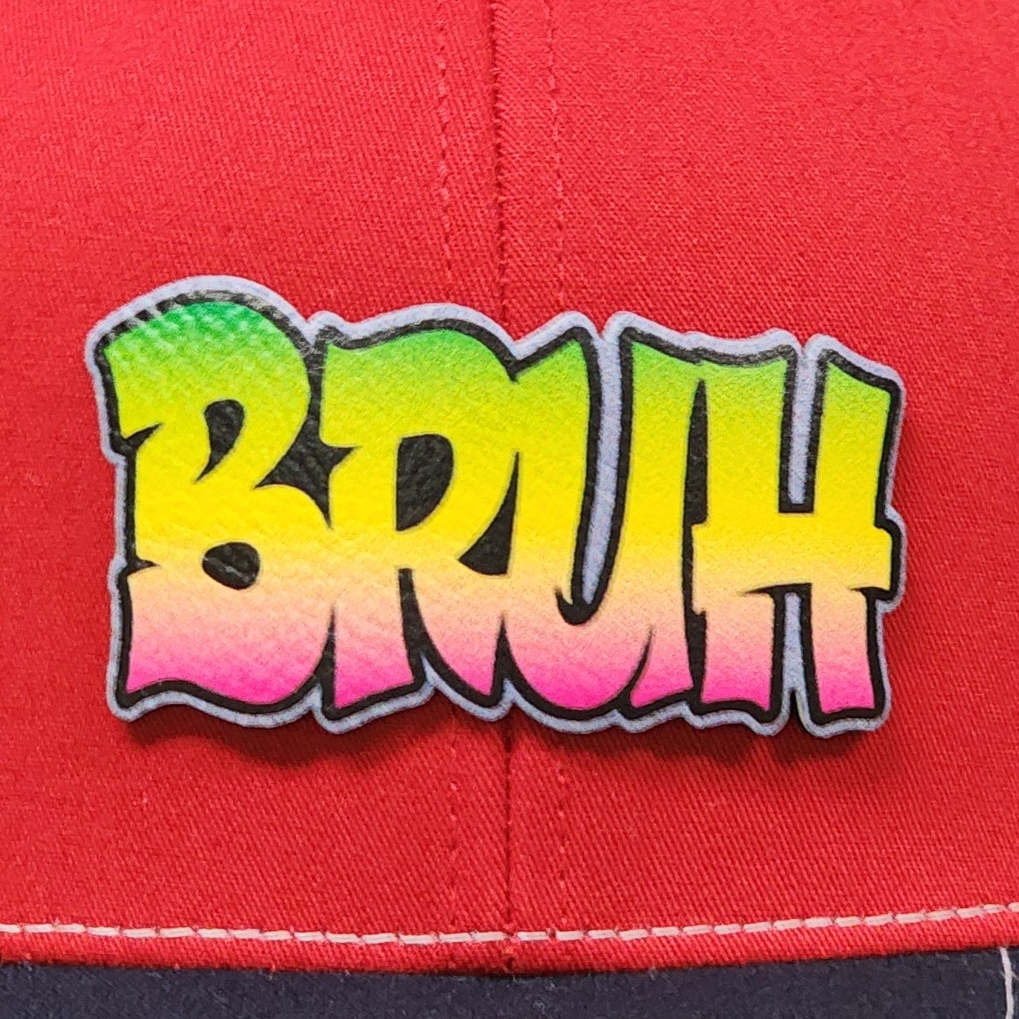 Bruh Slang UV Printed Leatherette Hat Patch - MR01 - LoneStar Adhesive