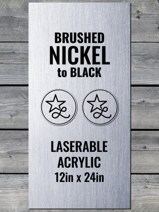 Brushed Nickel/Black laserable acrylic panels w/adhesive(12x24) - #LoneStar Adhesive#