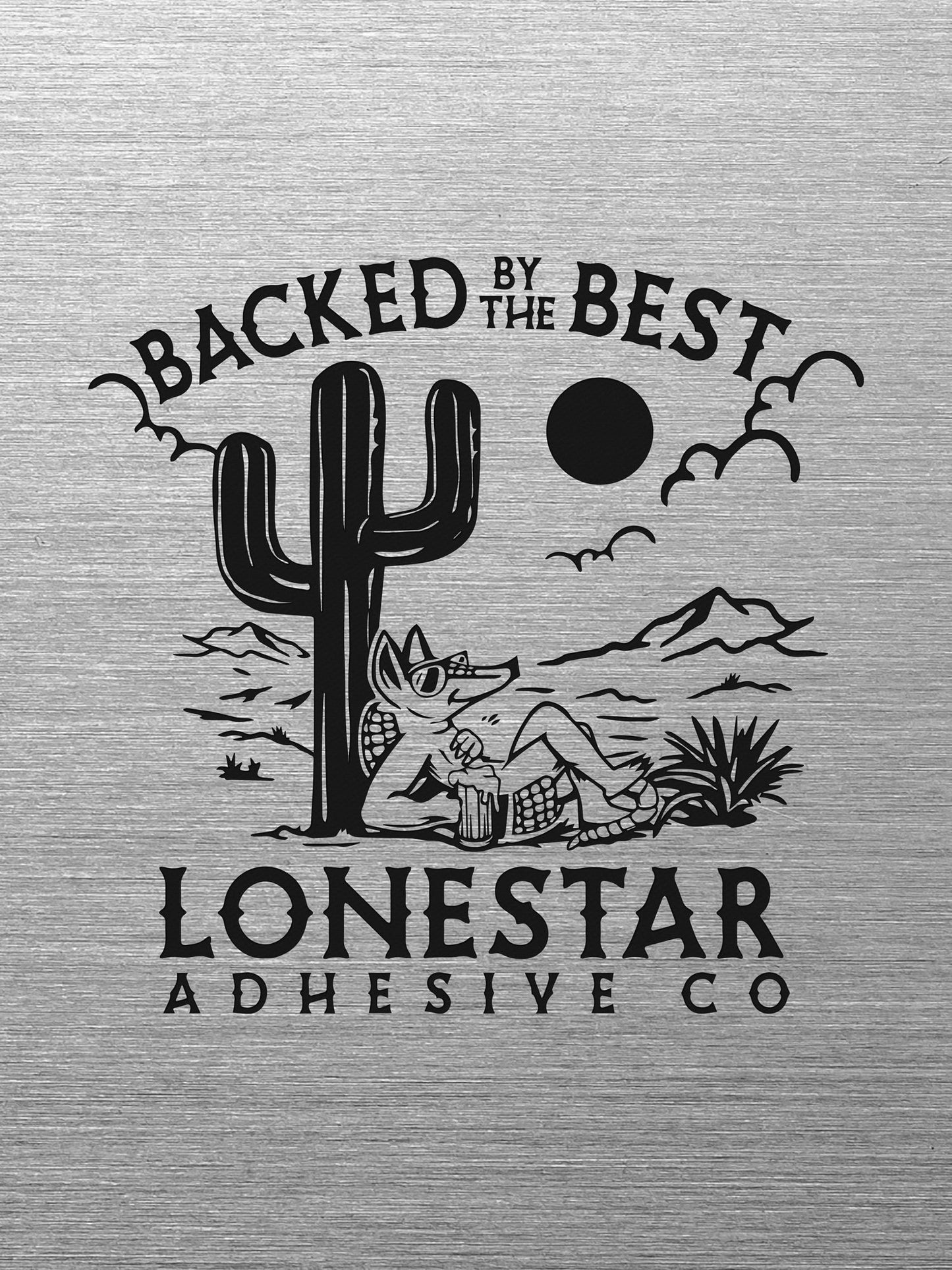 Brushed Stainless/Black laserable acrylic panels w/adhesive(12x24) - #LoneStar Adhesive#