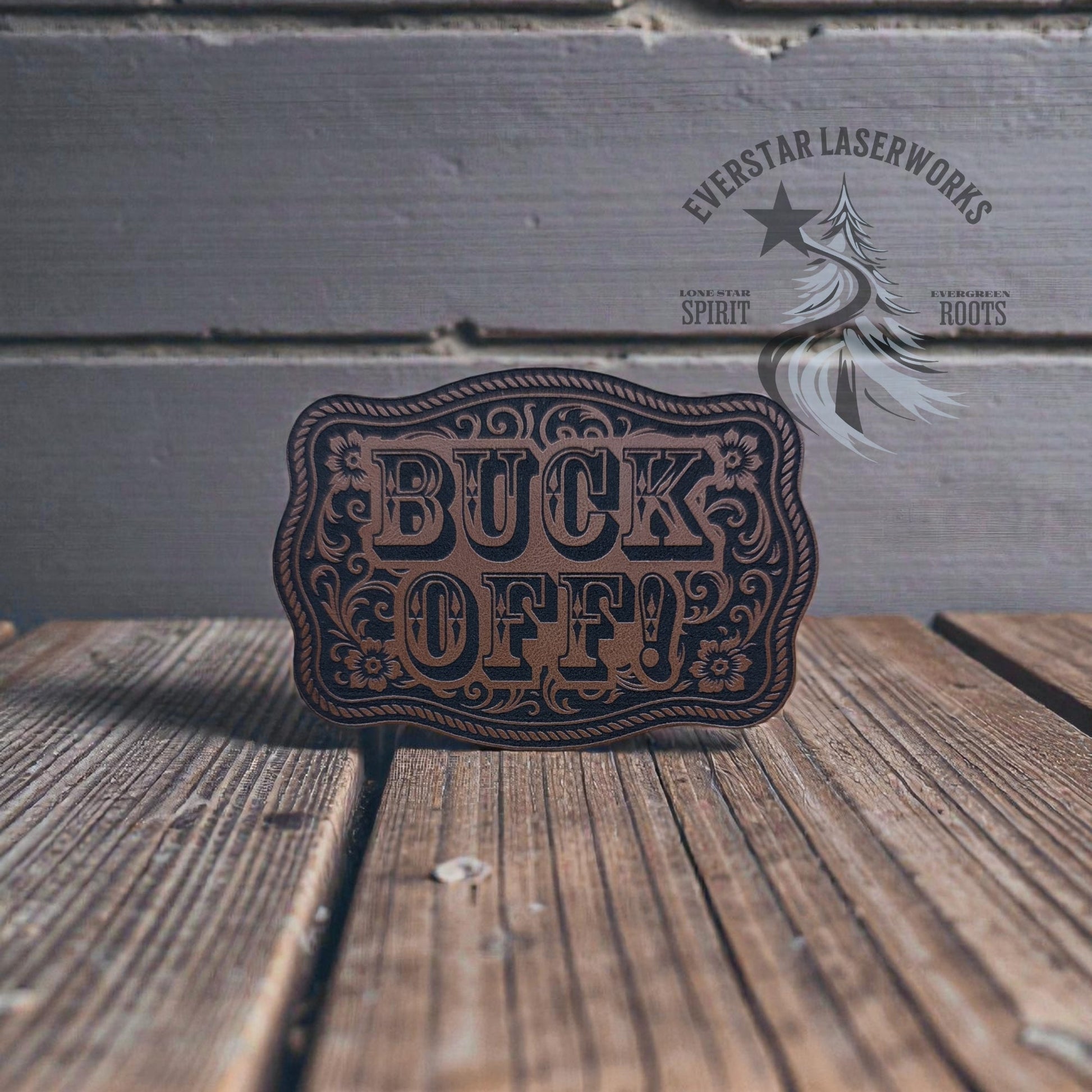 Buck Off Buckle Leather Patch - LoneStar Adhesive