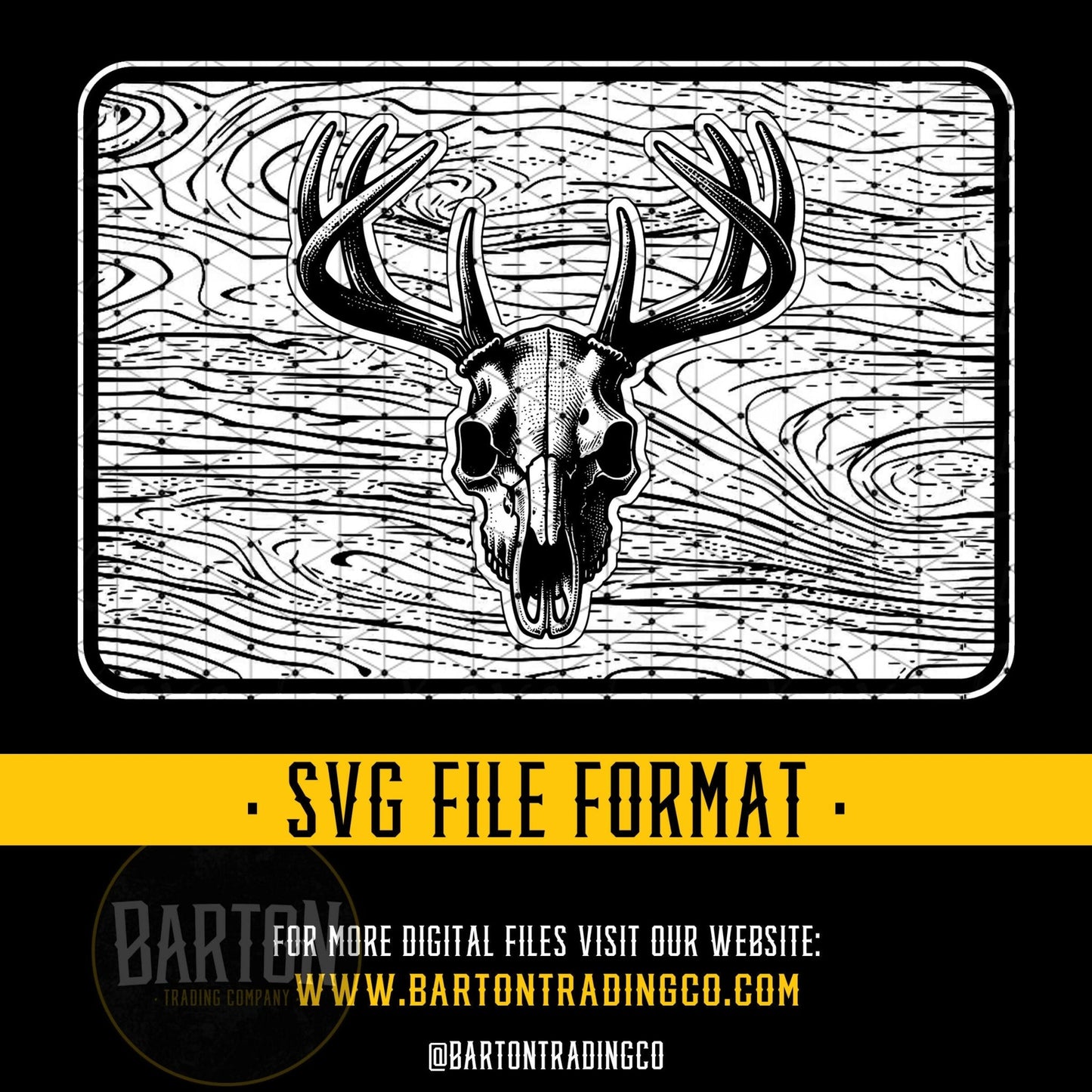 Buck Skull & Wood Grain | SVG FILE - #LoneStar Adhesive#