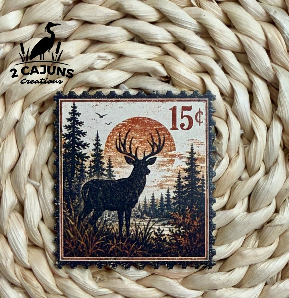 Buck Vintage Stamp UV Printed Hat Patch - LoneStar Adhesive