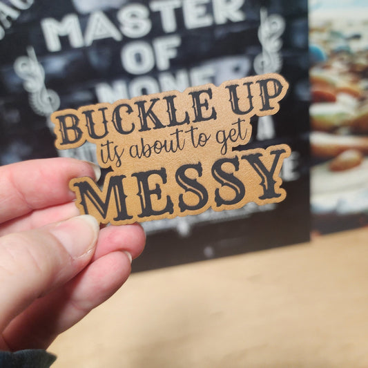 Buckle Up Engraved Leatherette Hat Patch - MR01 - LoneStar Adhesive