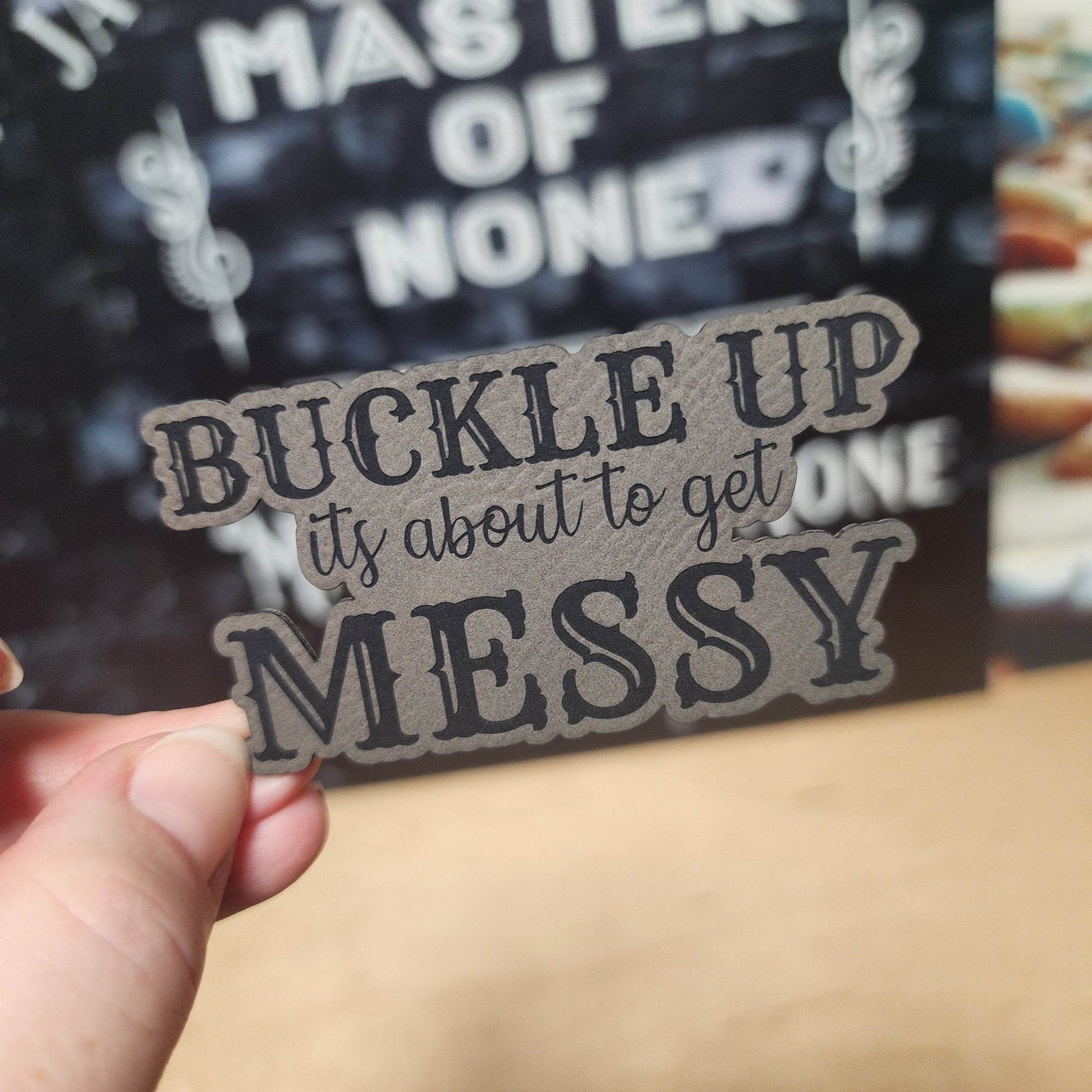 Buckle Up Engraved Leatherette Hat Patch - MR01 - LoneStar Adhesive
