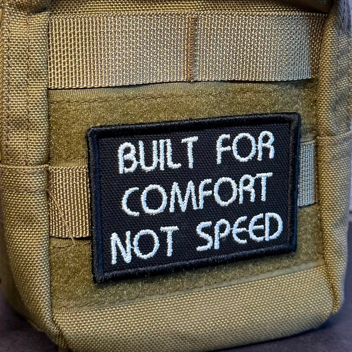 Built For Comfort, Not Speed Funny Embroidered Morale Patch, 2x3" | VELCRO® Brand Hook Backing - #LoneStar Adhesive#