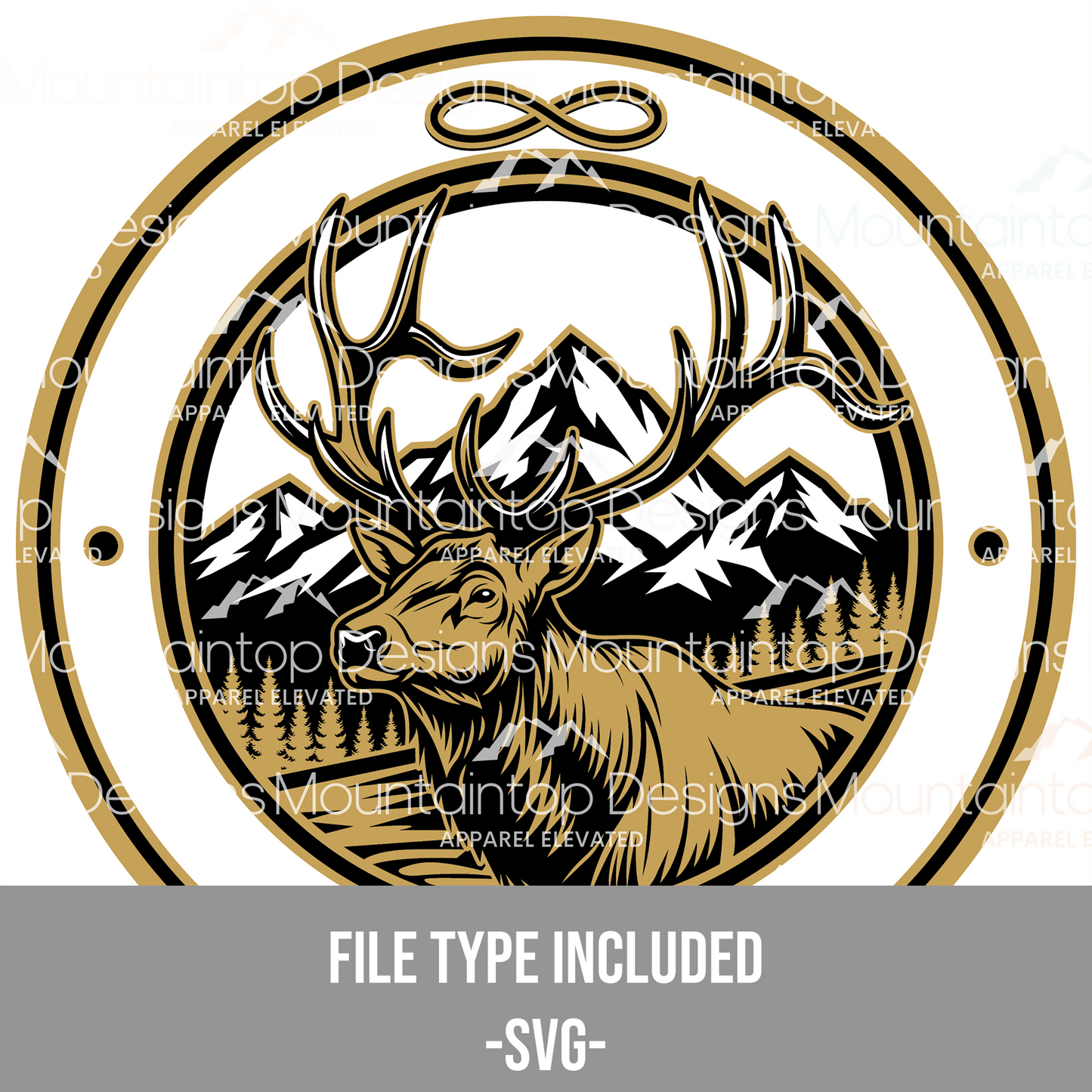 Bull Elk Circular – SVG Digital File for Tri - Layer Engraving - LoneStar Adhesive