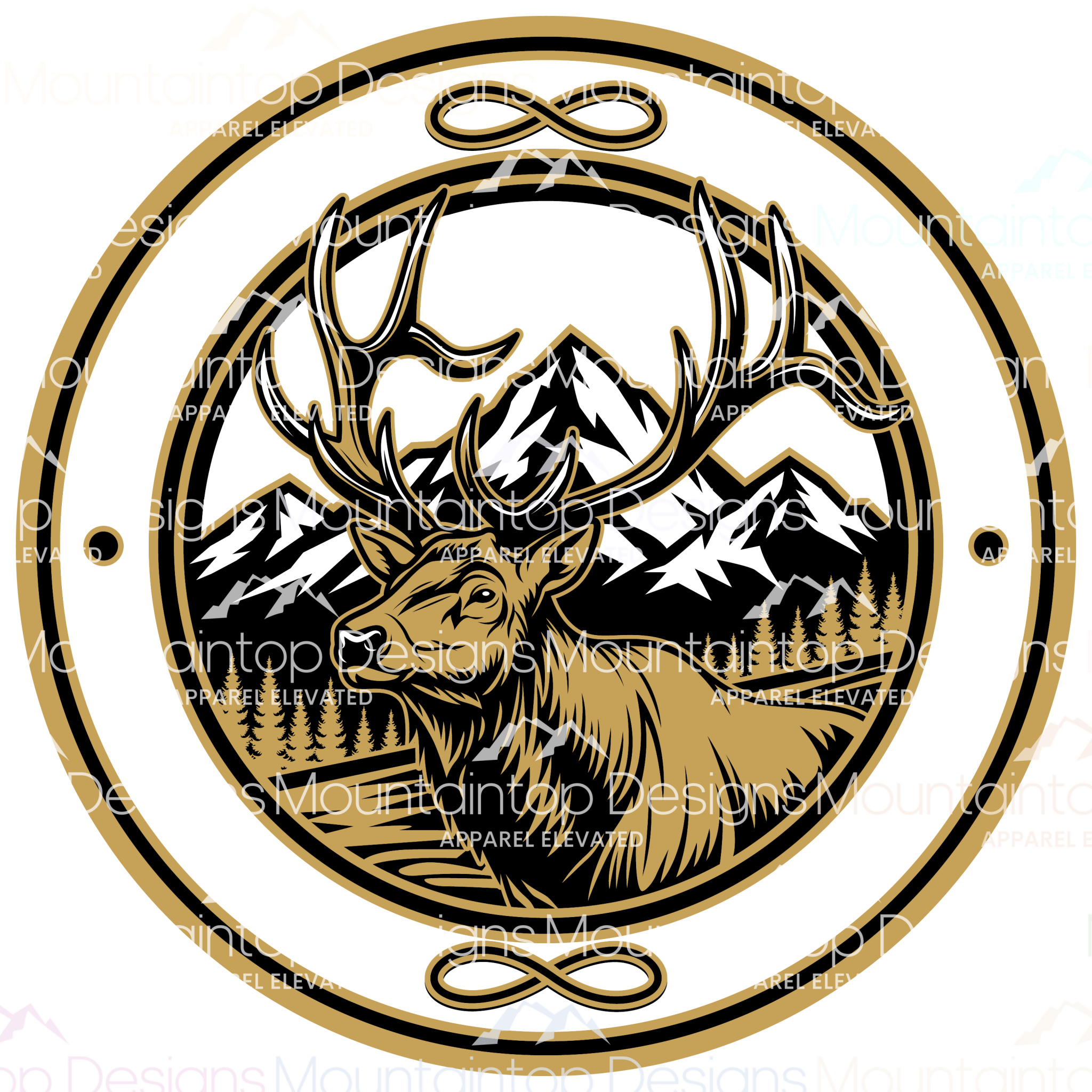 Bull Elk Circular – SVG Digital File for Tri-Layer Engraving – Lone ...