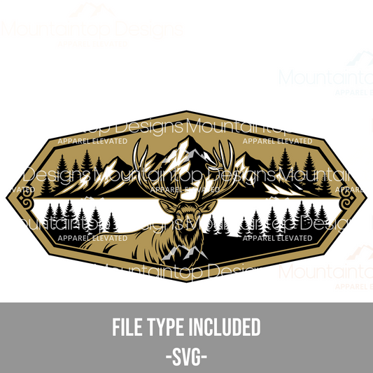 Bull Elk Hexagon – SVG Digital File for Tri - Layer Engraving - LoneStar Adhesive
