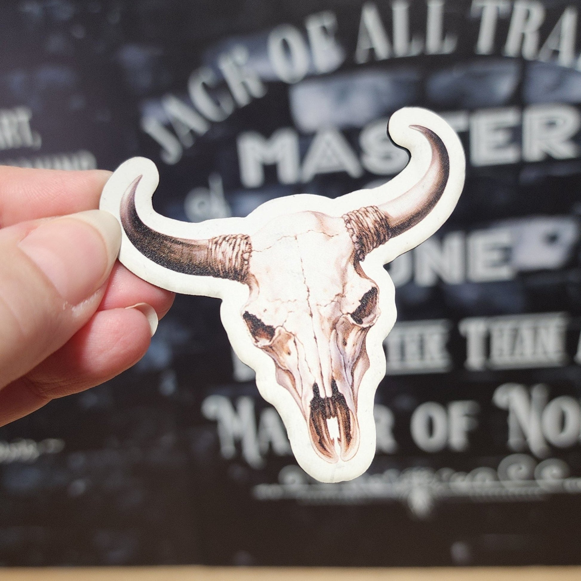 Bull Skull Design UV Printed Leatherette Hat Patch - MR01 - LoneStar Adhesive