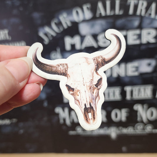 Bull Skull Design UV Printed Leatherette Hat Patch - MR01 - LoneStar Adhesive