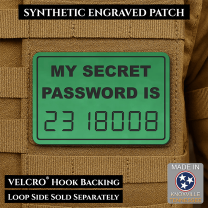 Front design and hook backing of Calculator Boobies Old School patch in green