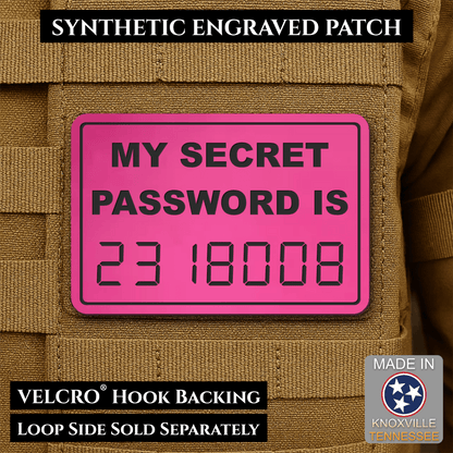 Front design and hook backing of Calculator Boobies Old School patch in pink