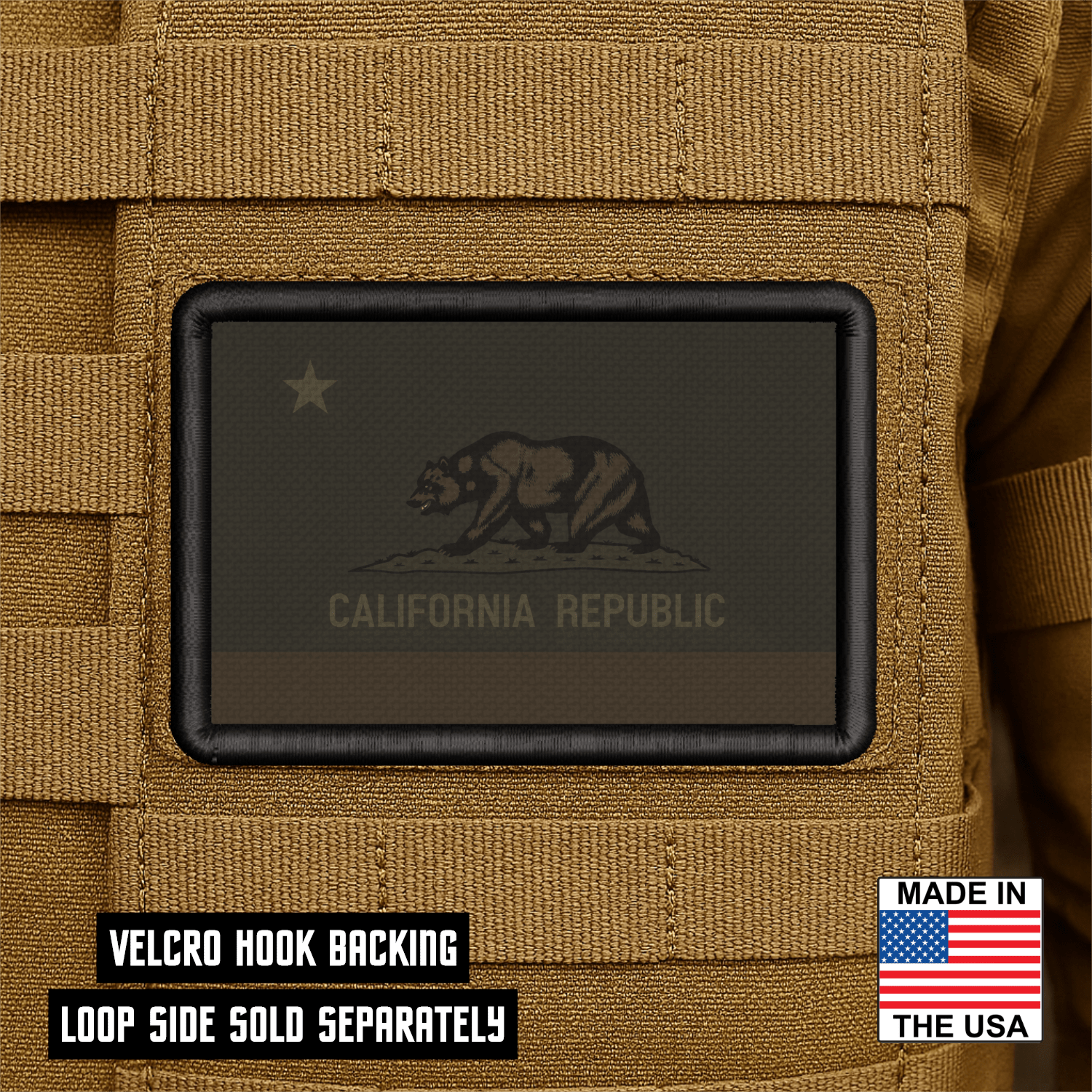 California State Flag Patch 2"x3" Hook & Loop | Made in USA | Pro - Print Full Color & Tactical Options - LoneStar Adhesive