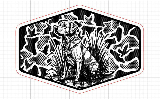 Camo Retriever Hunting Dog SVG - Laser Engraving File for Hat Patches - LoneStar Adhesive