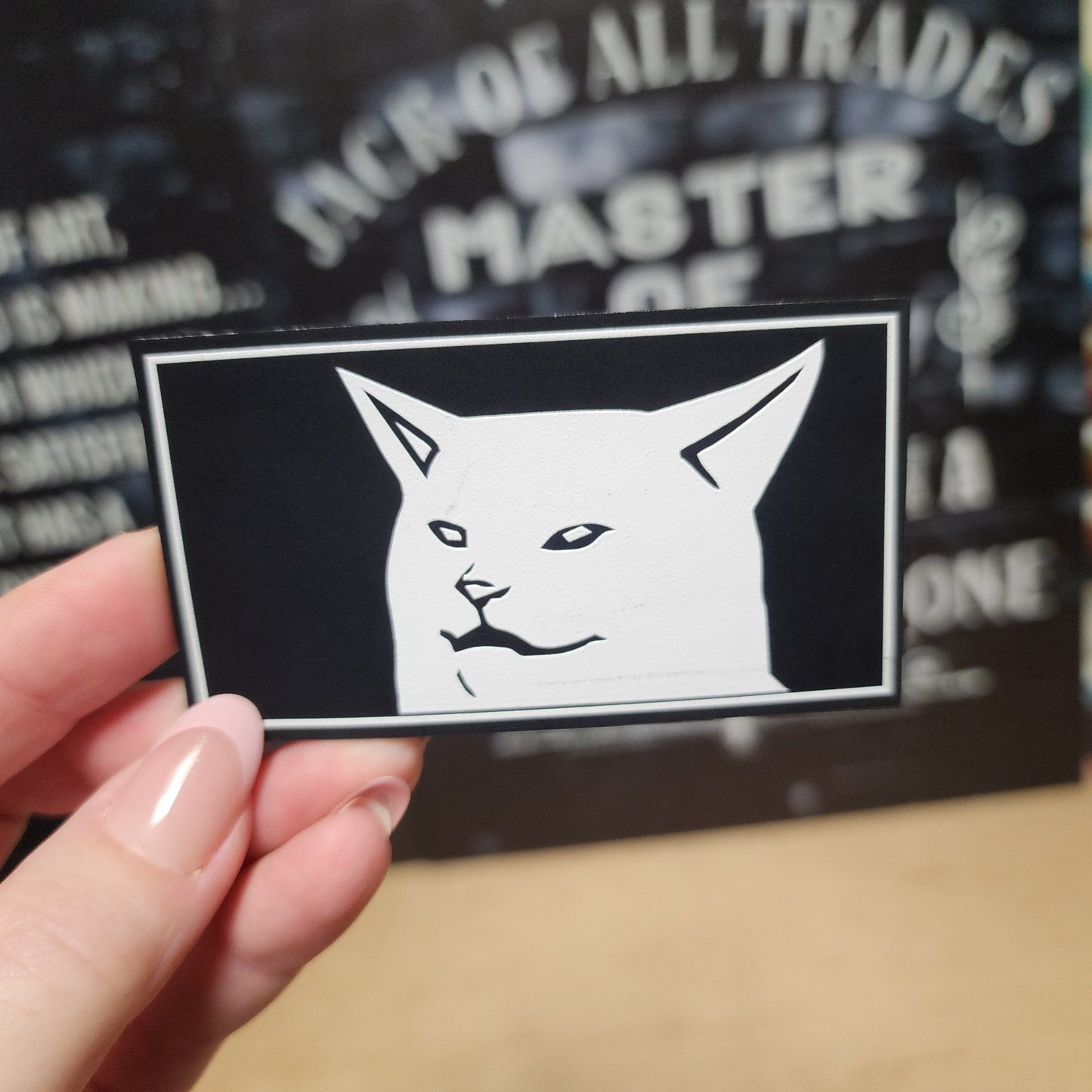 Cat Meme UV Printed Leatherette Hat Patch - MR01 - LoneStar Adhesive