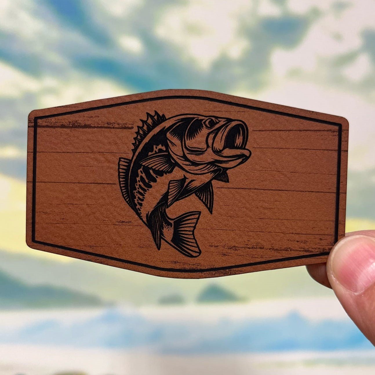 Catch of the Day Bass Engraved Leatherette Hat Patch - MR01 - LoneStar Adhesive