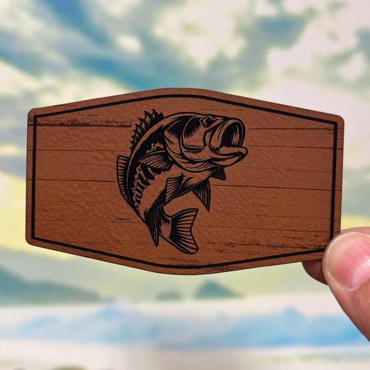 Catch of the Day Bass Engraved Leatherette Hat Patch - MR01 - LoneStar Adhesive