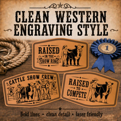 Cattle Livestock Show SVG Bundle | 40 Western Hat Patch Designs | Personalized Templates + Bonus Western Font | 4-H FFA Laser Files - LoneStar Adhesive