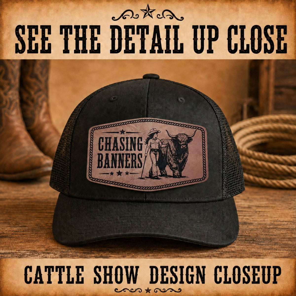 Cattle Livestock Show SVG Bundle | 40 Western Hat Patch Designs | Personalized Templates + Bonus Western Font | 4-H FFA Laser Files - LoneStar Adhesive