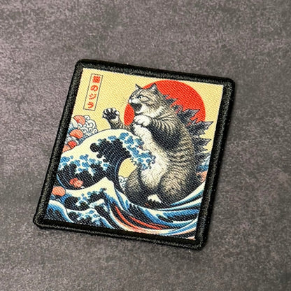 Catzilla Funny Cat Morale Patch 2.5"x3" Hook & Loop | Made in USA - LoneStar Adhesive