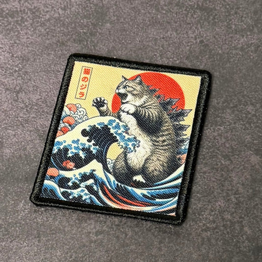 Catzilla Funny Cat Morale Patch 2.5"x3" Hook & Loop | Made in USA - LoneStar Adhesive