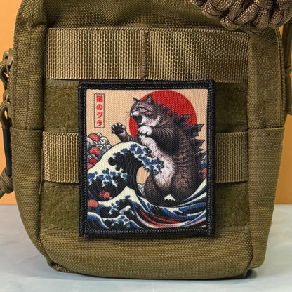Catzilla Funny Cat Morale Patch, 2.5x3" | Made in USA | VELCRO® Brand Hook Backing - LoneStar Adhesive