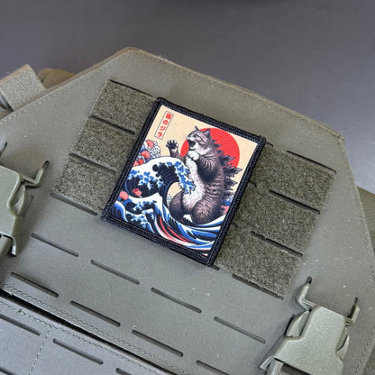 Catzilla Funny Cat Morale Patch, 2.5x3" | Made in USA | VELCRO® Brand Hook Backing - LoneStar Adhesive