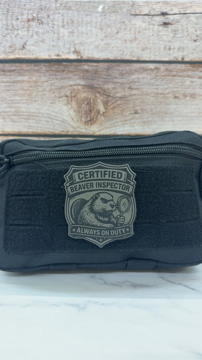 Certified Beaver Inspector Funny Morale Patch | Made in USA | VELCRO® Brand Hook Backing - LoneStar Adhesive