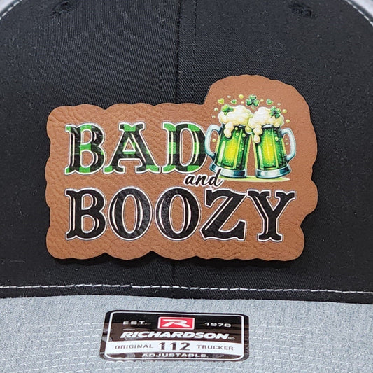 Cheers to Bad and Boozy UV Printed Leatherette Hat Patch - MR01 - LoneStar Adhesive