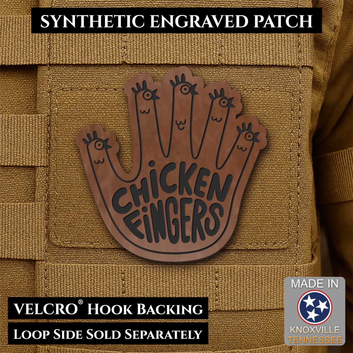 Chicken Fingers Funny Morale Patch, 2.5" | Made in USA | VELCRO® Brand Hook Backing - #LoneStar Adhesive#