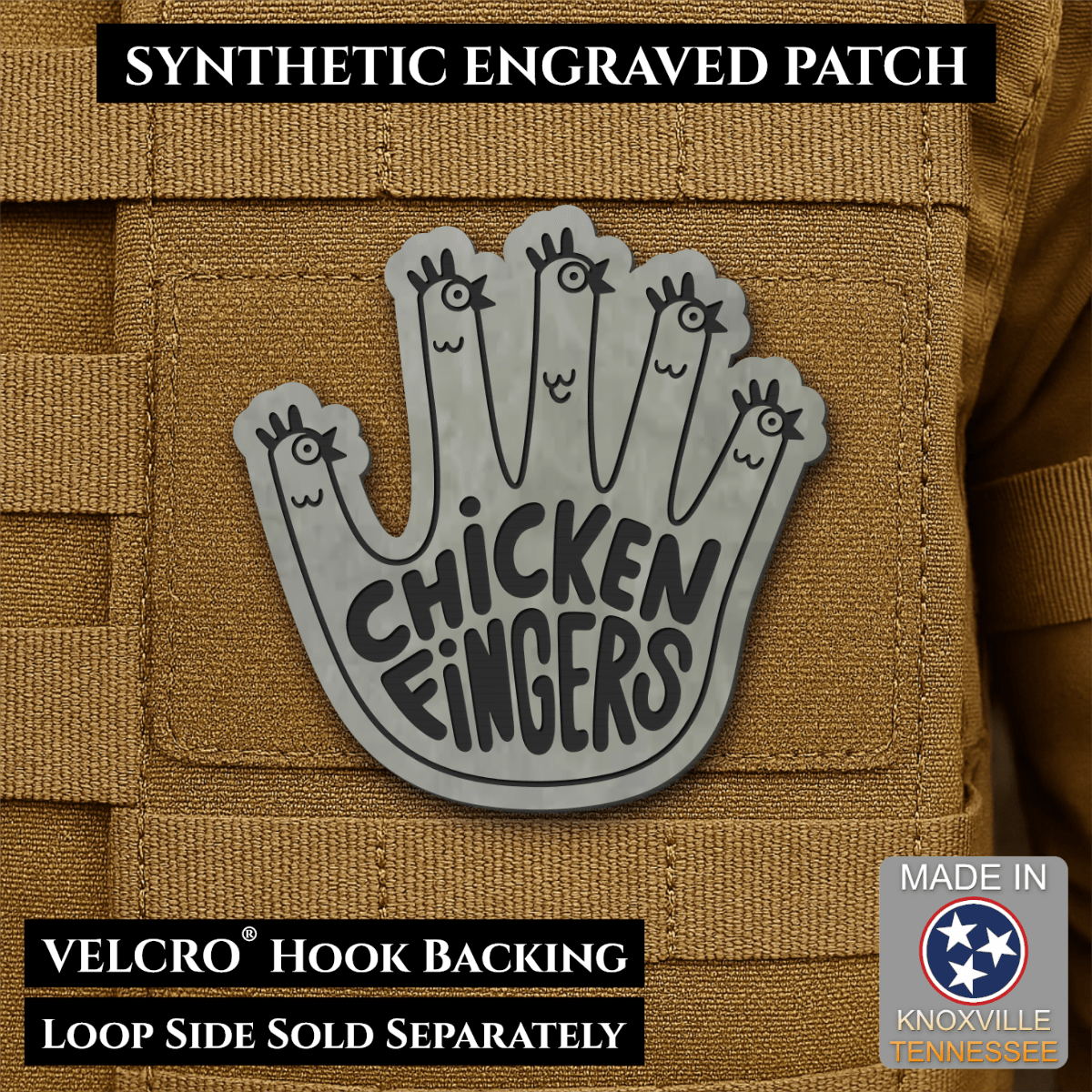 Chicken Fingers Funny Morale Patch, 2.5" | Made in USA | VELCRO® Brand Hook Backing - #LoneStar Adhesive#