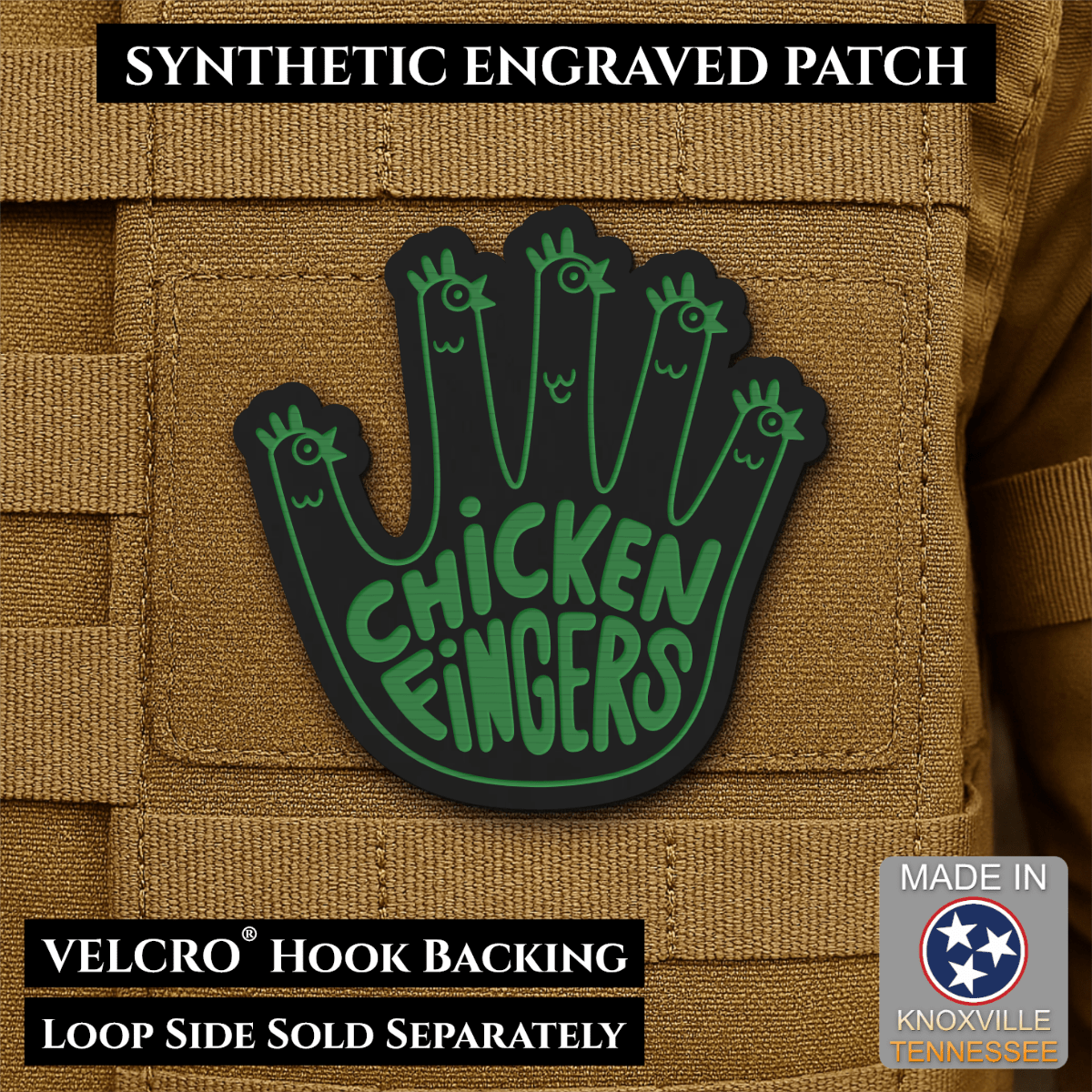 Chicken Fingers Funny Morale Patch, 2.5" | Made in USA | VELCRO® Brand Hook Backing - #LoneStar Adhesive#