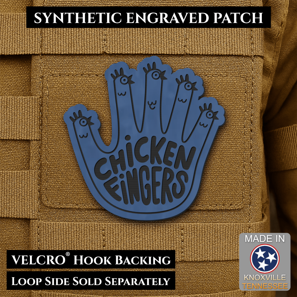 Chicken Fingers Funny Morale Patch, 2.5" | Made in USA | VELCRO® Brand Hook Backing - #LoneStar Adhesive#