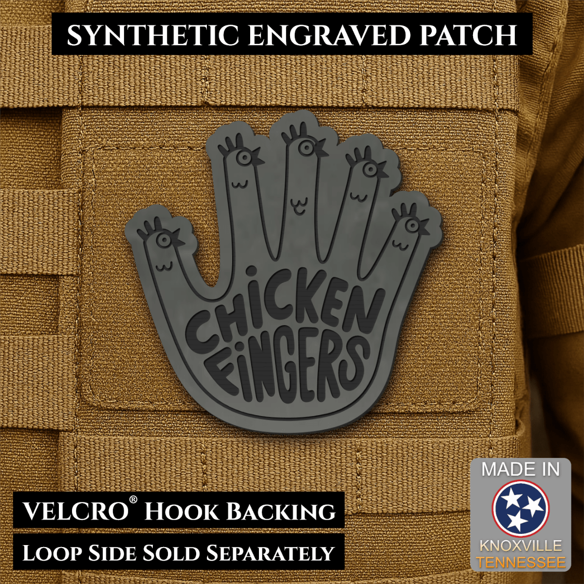 Chicken Fingers Funny Morale Patch, 2.5" | Made in USA | VELCRO® Brand Hook Backing - #LoneStar Adhesive#
