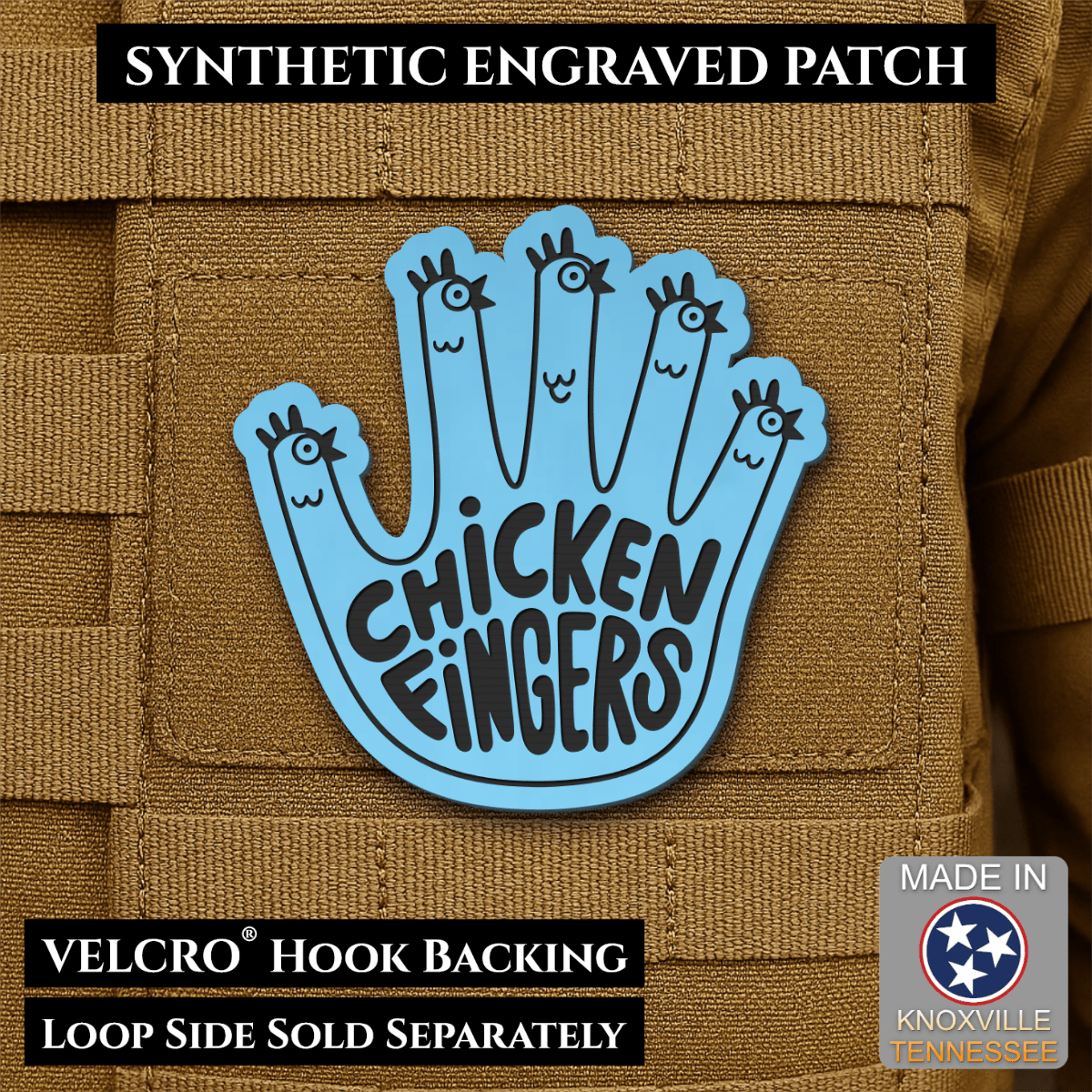 Chicken Fingers Funny Morale Patch, 2.5" | Made in USA | VELCRO® Brand Hook Backing - #LoneStar Adhesive#
