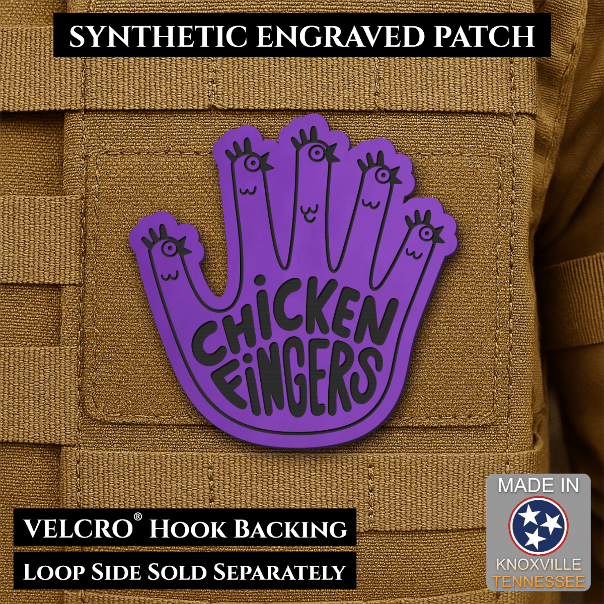 Chicken Fingers Funny Morale Patch, 2.5" | Made in USA | VELCRO® Brand Hook Backing - #LoneStar Adhesive#