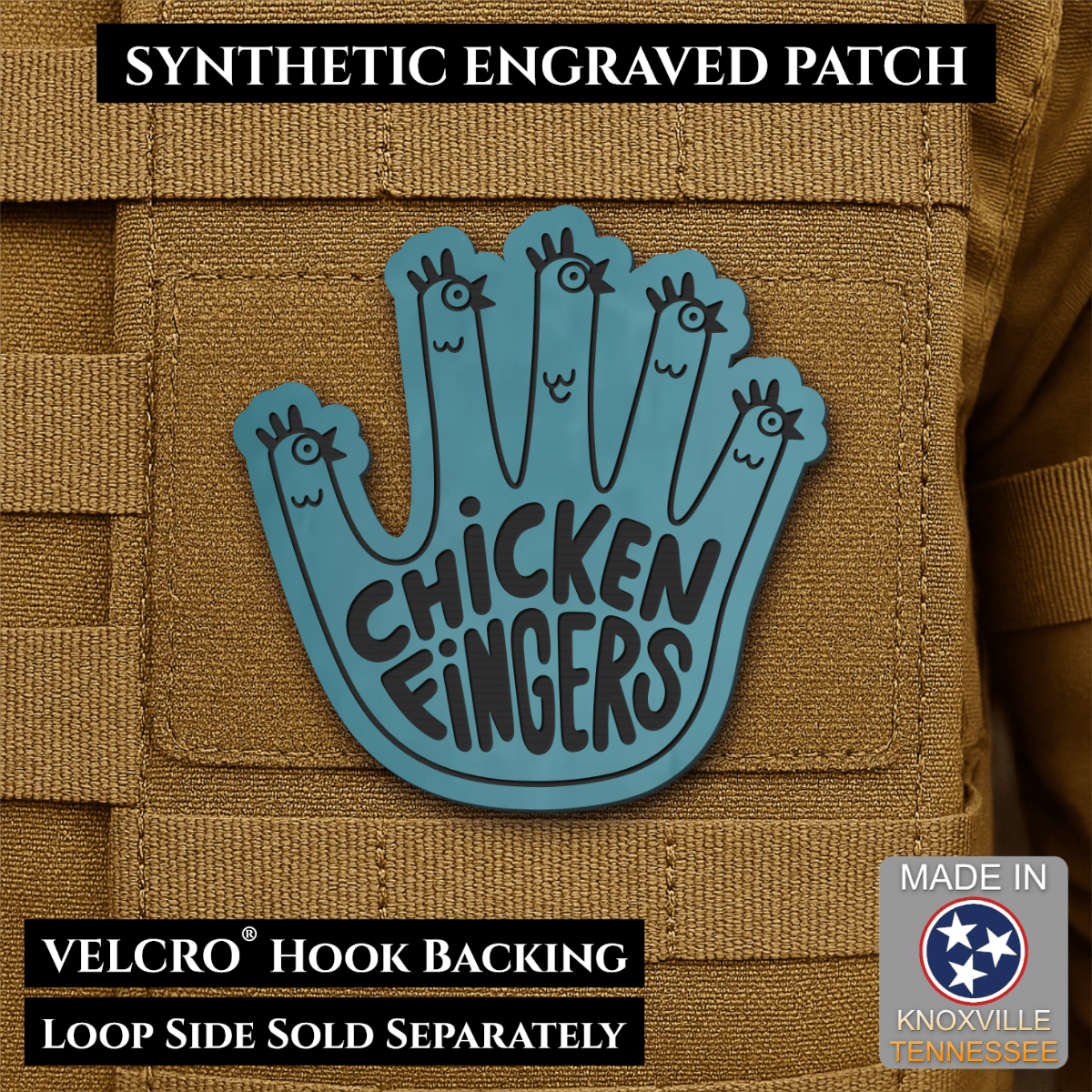 Chicken Fingers Funny Morale Patch, 2.5" | Made in USA | VELCRO® Brand Hook Backing - #LoneStar Adhesive#