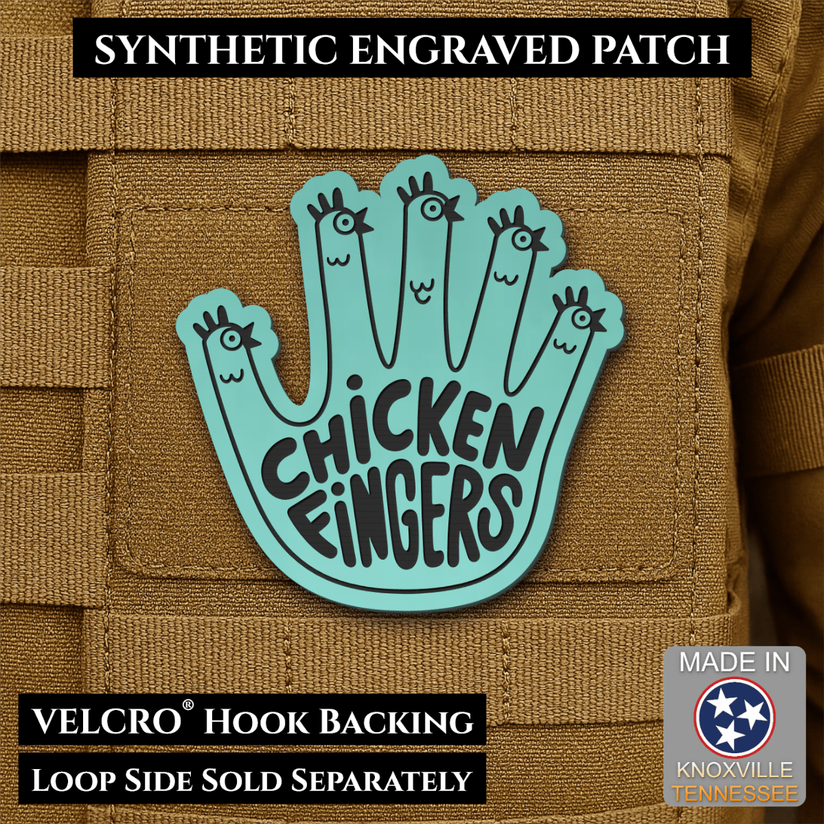 Chicken Fingers Funny Morale Patch, 2.5" | Made in USA | VELCRO® Brand Hook Backing - #LoneStar Adhesive#