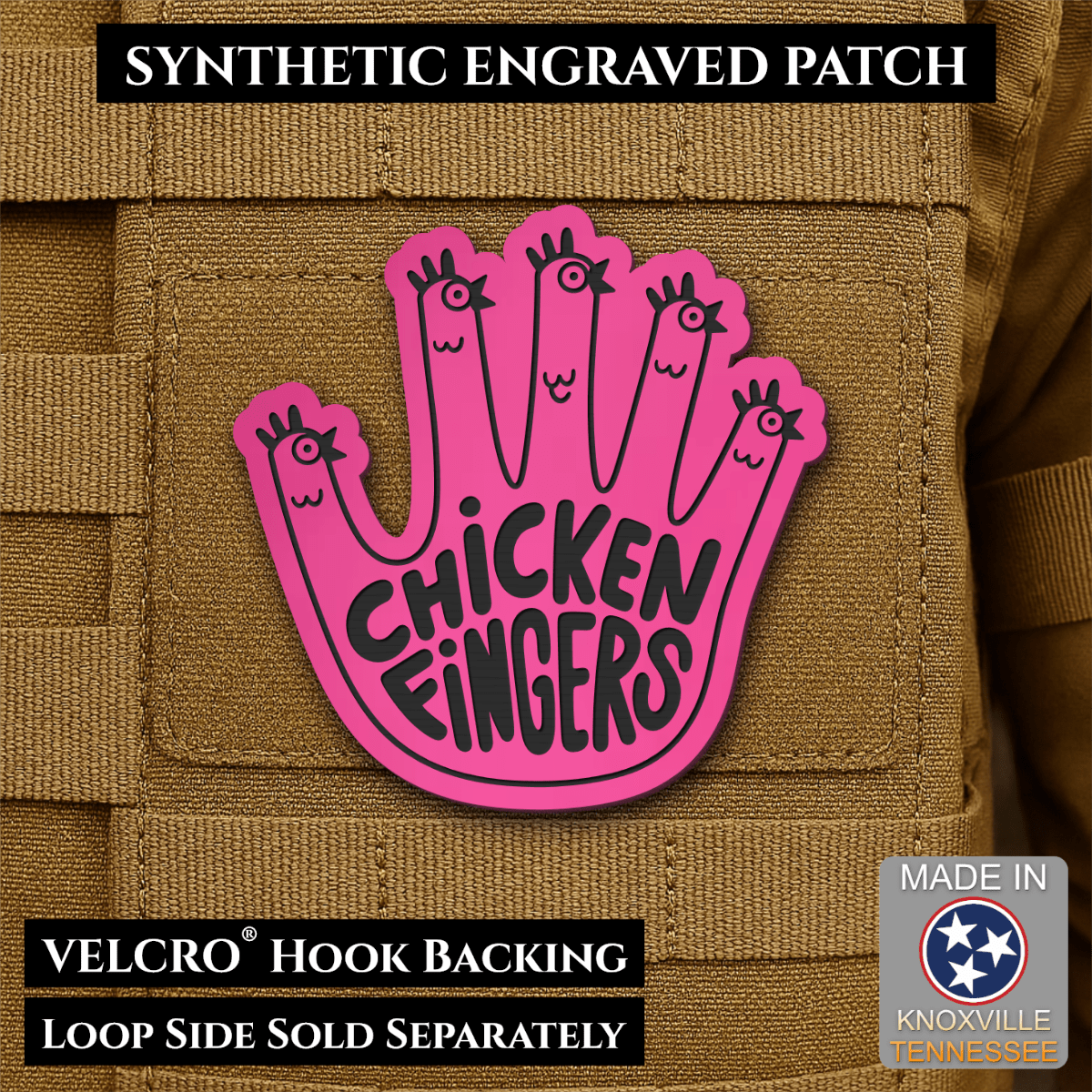 Chicken Fingers Funny Morale Patch, 2.5" | Made in USA | VELCRO® Brand Hook Backing - #LoneStar Adhesive#