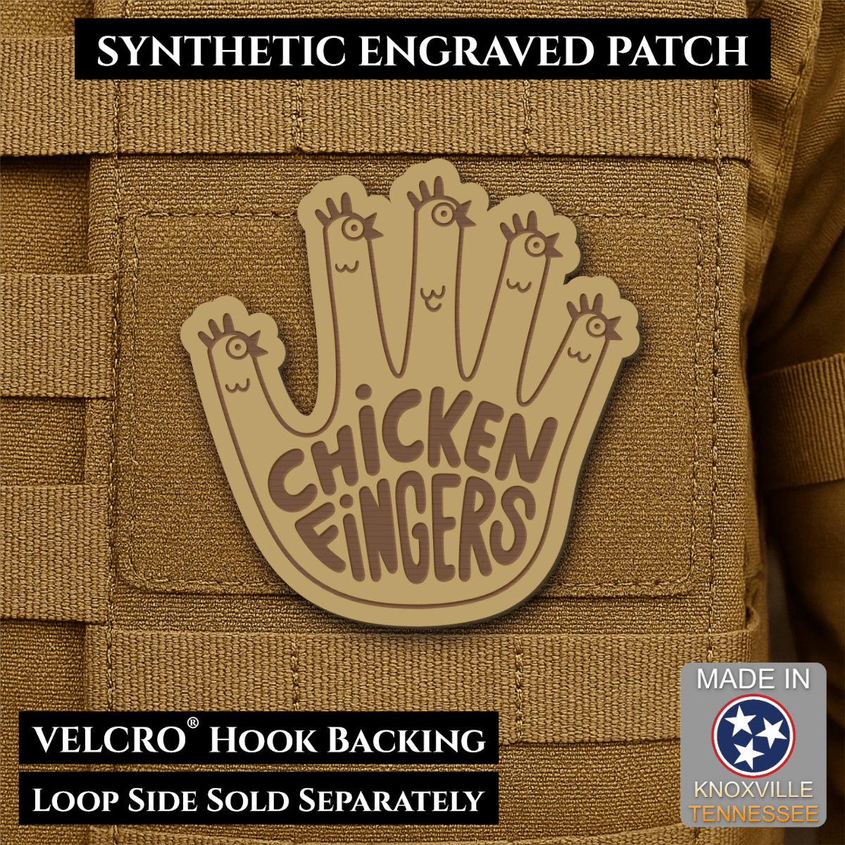 Chicken Fingers Funny Morale Patch, 2.5" | Made in USA | VELCRO® Brand Hook Backing - #LoneStar Adhesive#