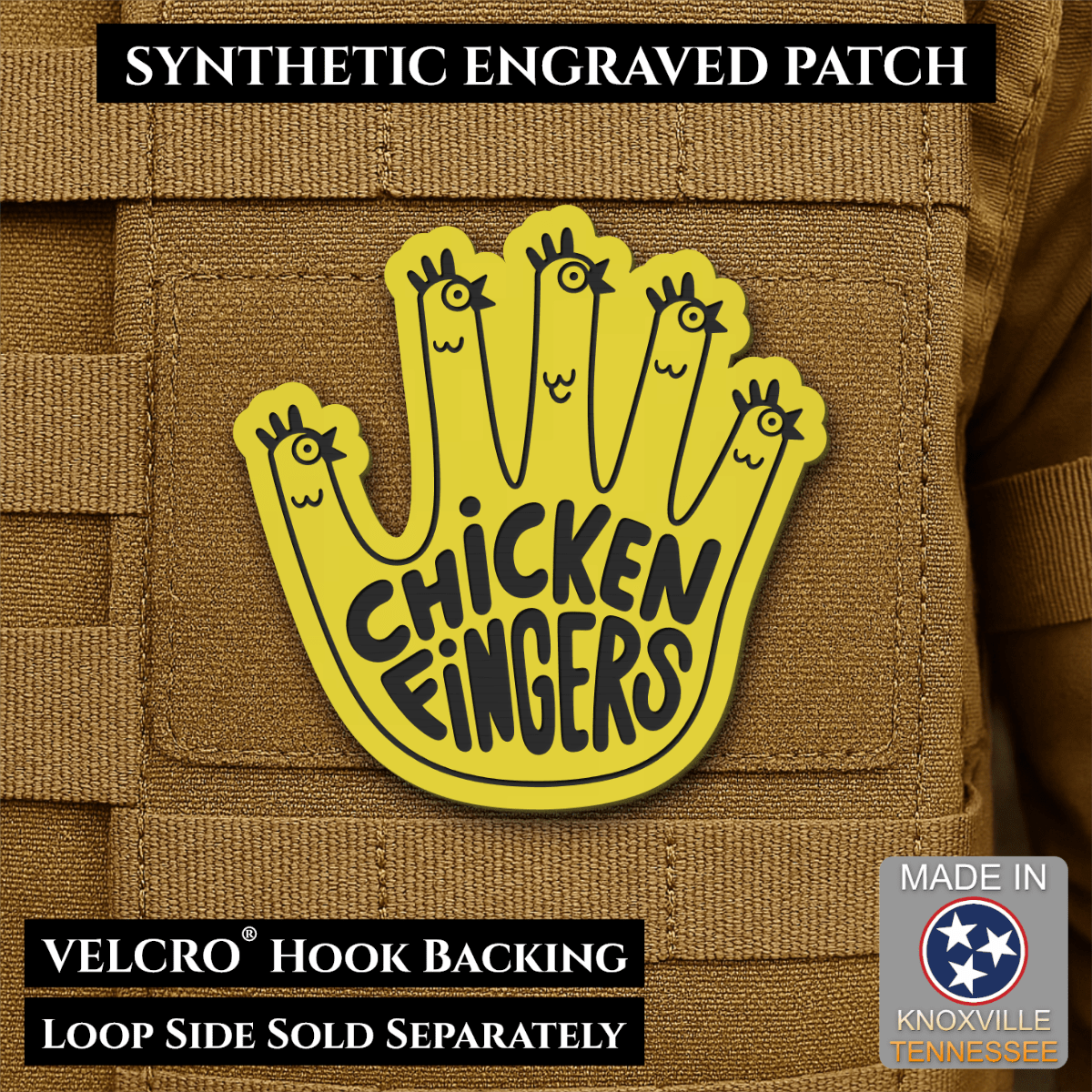 Chicken Fingers Funny Morale Patch, 2.5" | Made in USA | VELCRO® Brand Hook Backing - #LoneStar Adhesive#