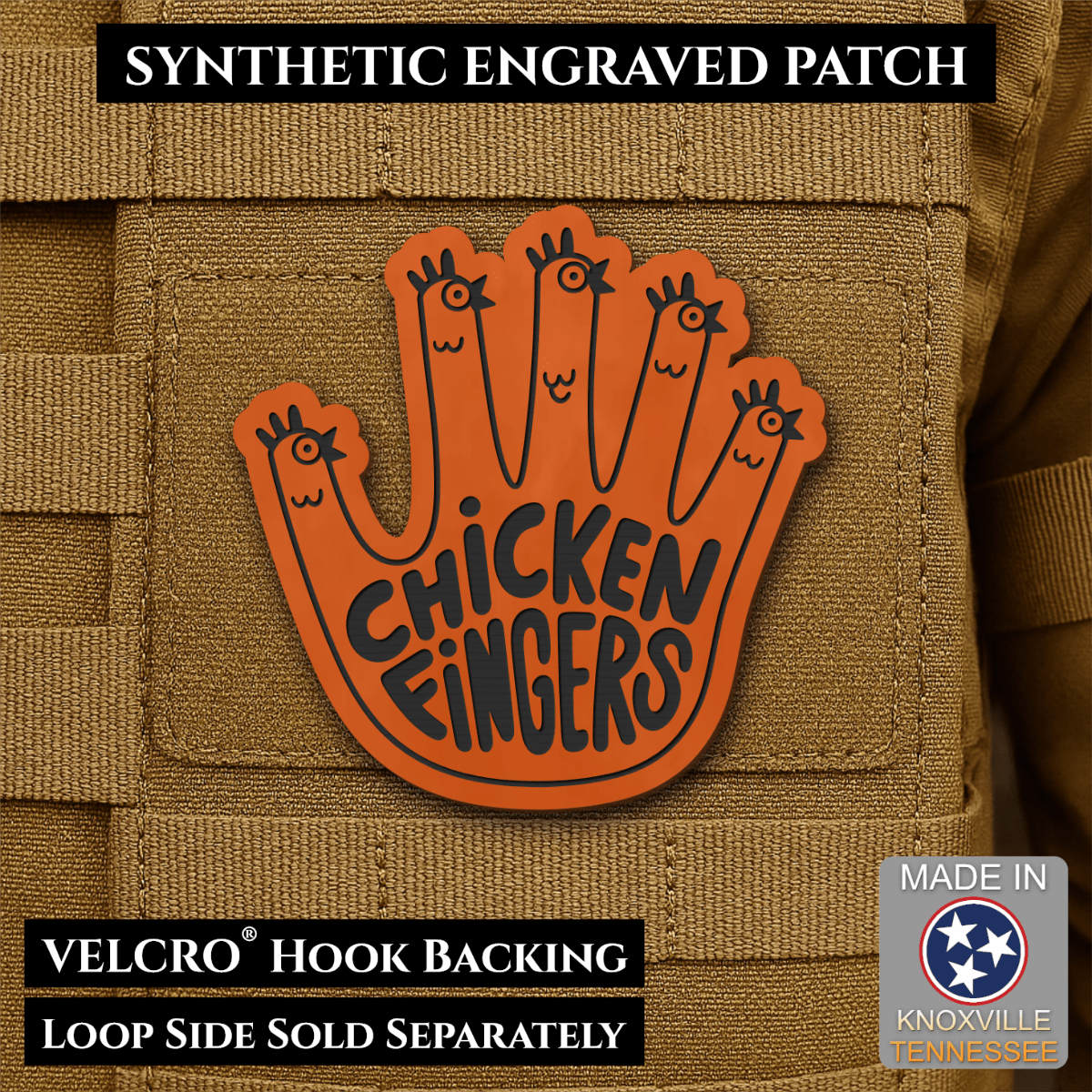 Chicken Fingers Funny Morale Patch, 2.5" | Made in USA | VELCRO® Brand Hook Backing - #LoneStar Adhesive#
