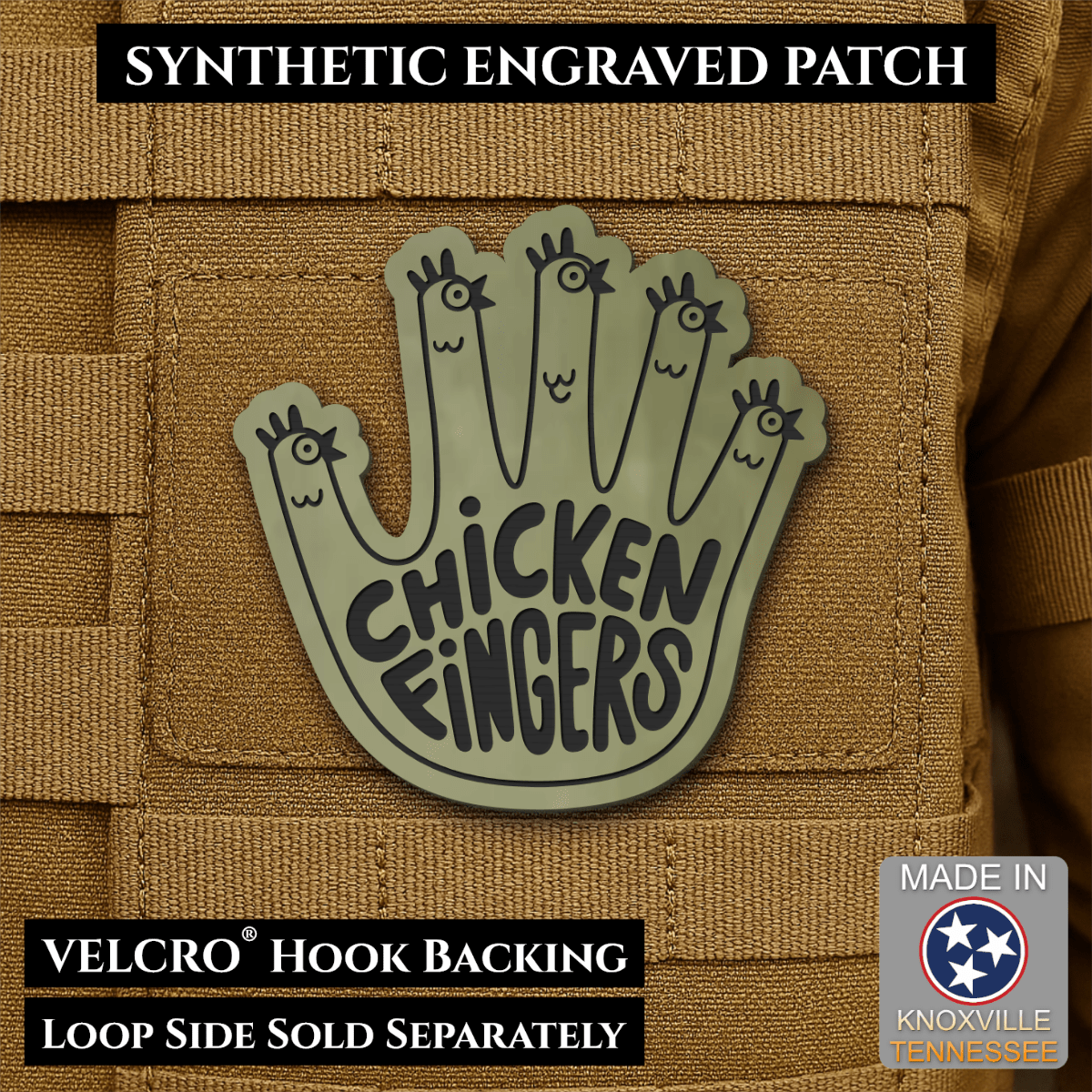 Chicken Fingers Funny Morale Patch, 2.5" | Made in USA | VELCRO® Brand Hook Backing - #LoneStar Adhesive#