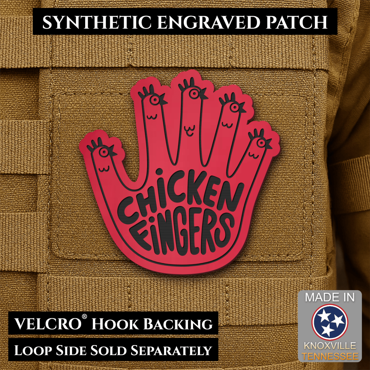 Chicken Fingers Funny Morale Patch, 2.5" | Made in USA | VELCRO® Brand Hook Backing - #LoneStar Adhesive#