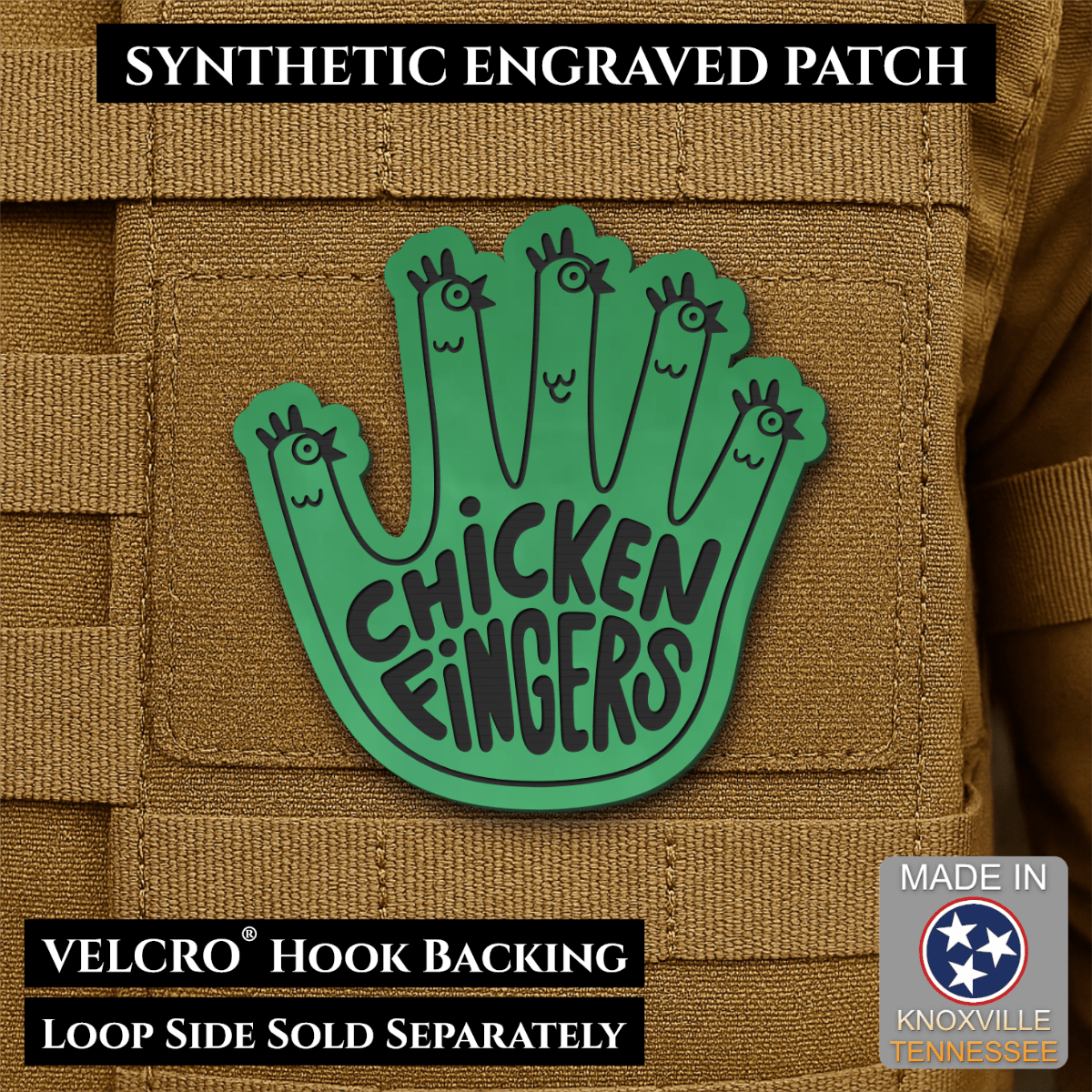 Chicken Fingers Funny Morale Patch, 2.5" | Made in USA | VELCRO® Brand Hook Backing - #LoneStar Adhesive#