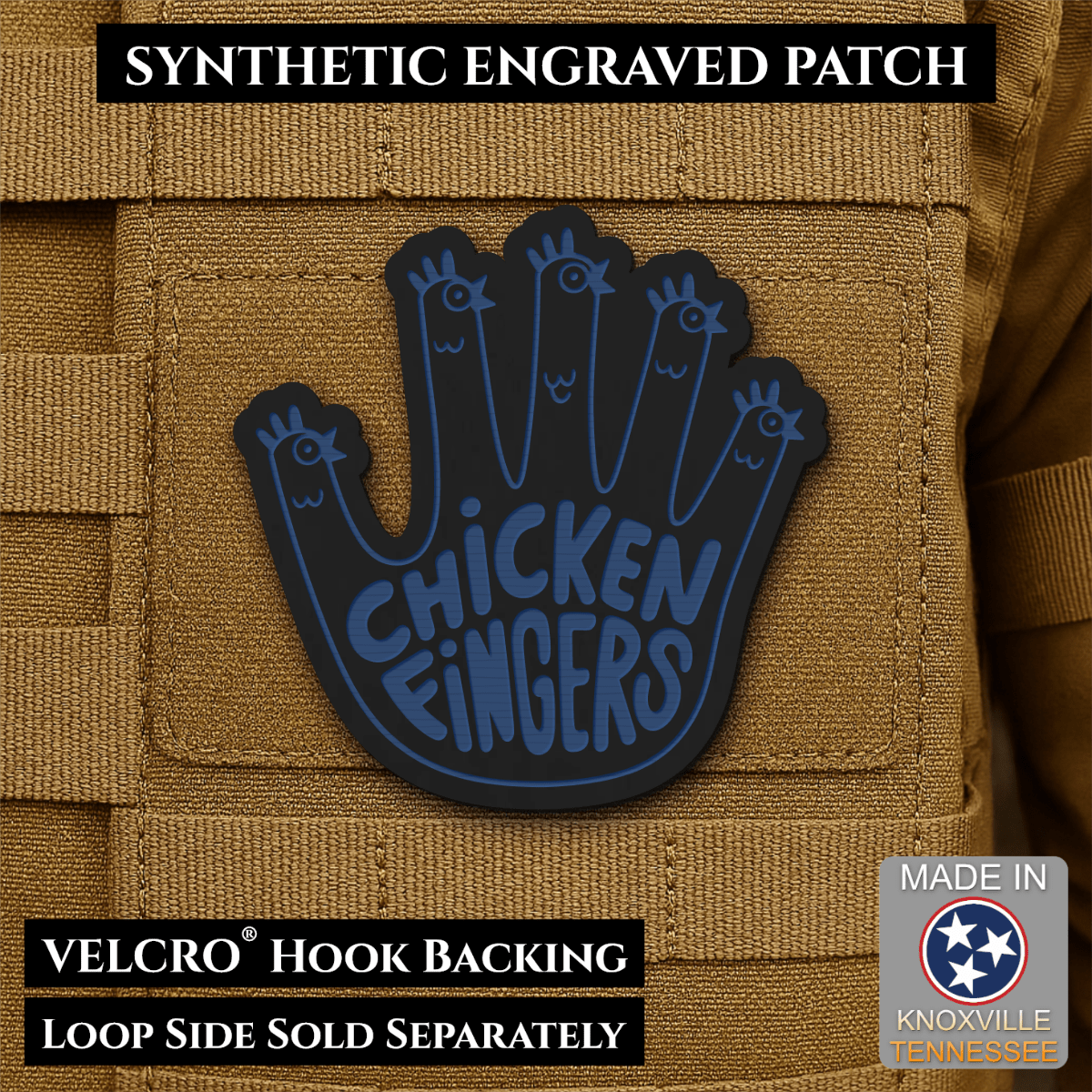 Chicken Fingers Funny Morale Patch, 2.5" | Made in USA | VELCRO® Brand Hook Backing - #LoneStar Adhesive#